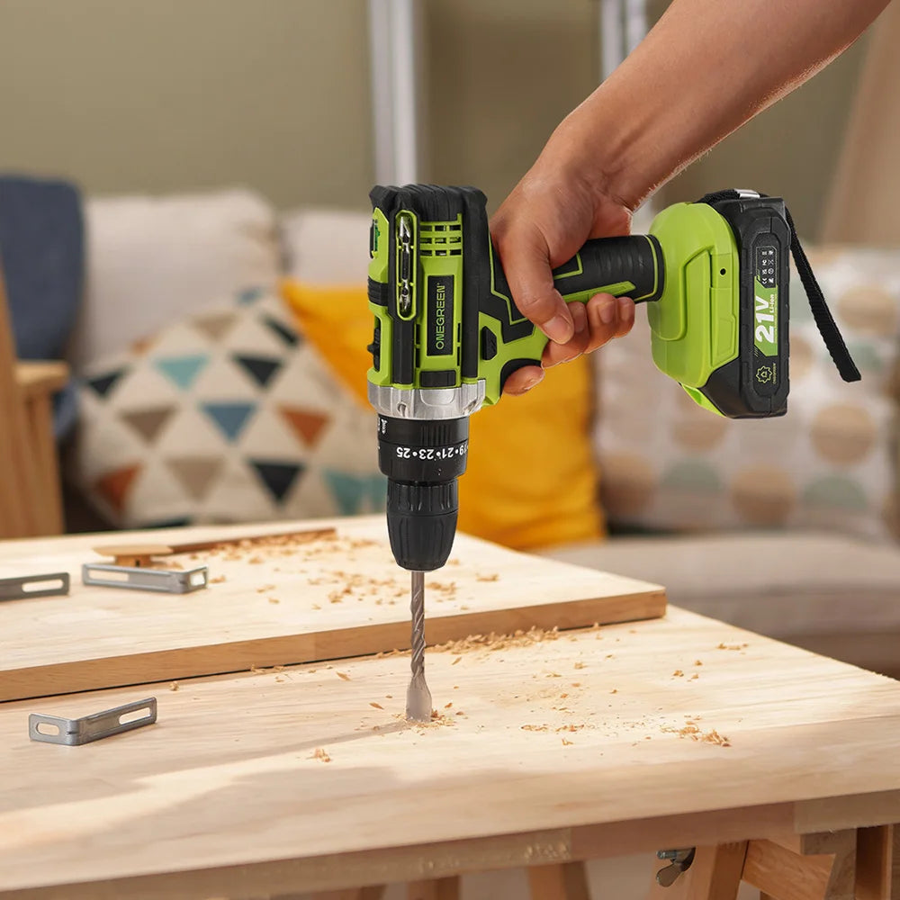 ONEGREEN 25+3 Torque Electric Impact Drill 3 Mode Adjustable Cordless Electric Screwdriver Power Tool For Makita 21V Battery Pin