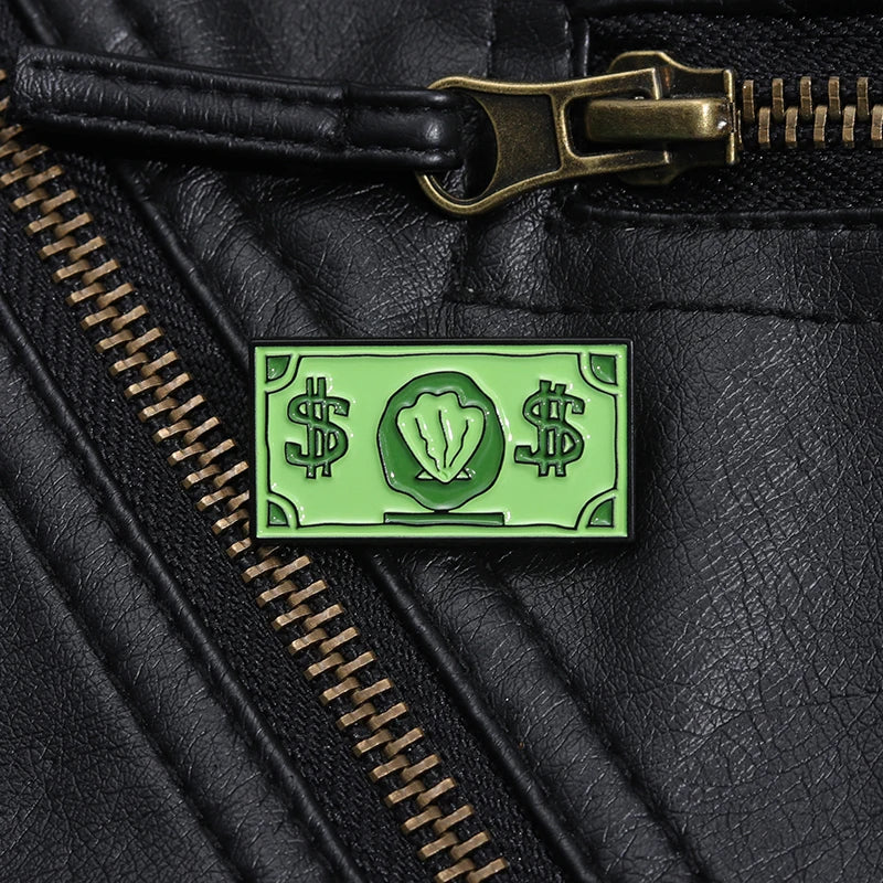 Funny Comedy Anime Dollar Money Credit Card Enamel Pins Cartoon Anime Inspiration Metal Brooches Decorative Lapel Badges Jewelry