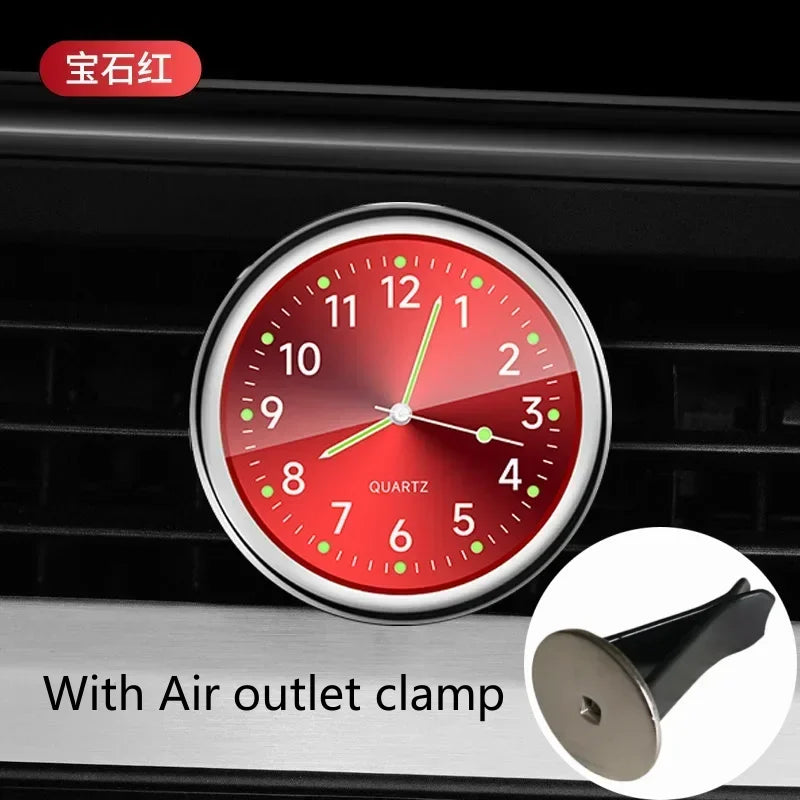Mini relógio luminoso para painel de carro, relógio digital universal de quartzo em ornamento automático para acessórios