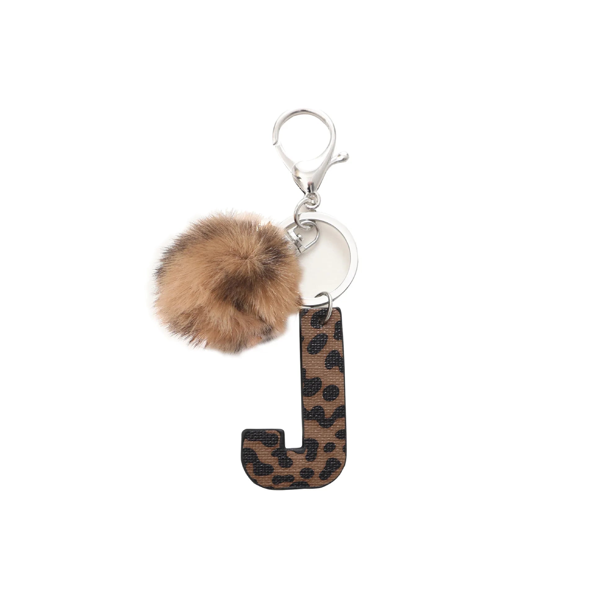 Fashion Leopard English Alphabet Artificial Leather Keychain Exquisite Letter Keyring Women Handbag Charms Accessories Gifts