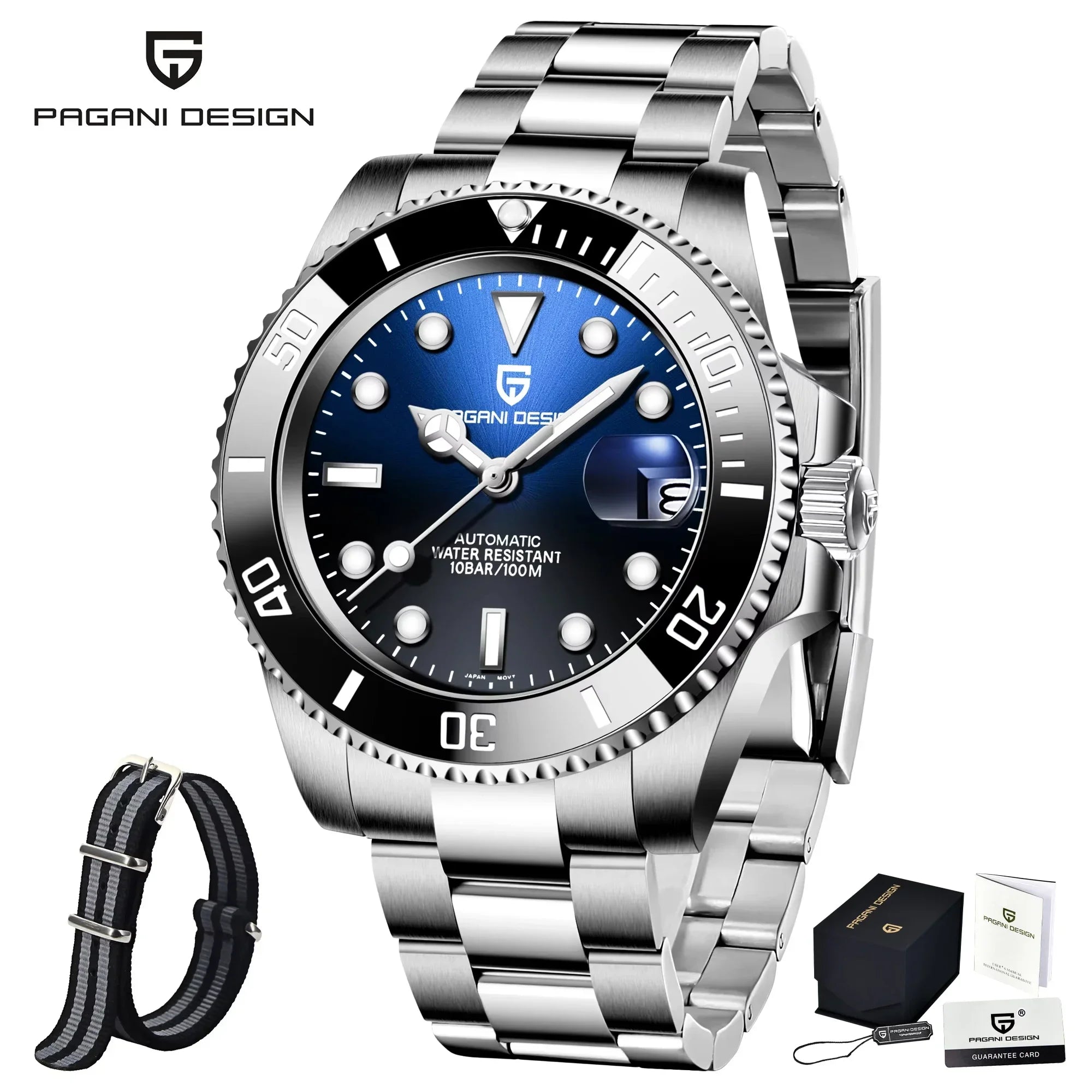 PAGANI DESIGN 2026 NEW Water Ghost Watch 40MM Luxury Automatic Mechanical Watches NH35 Auto Date Dive BGW-9 Watch For Men