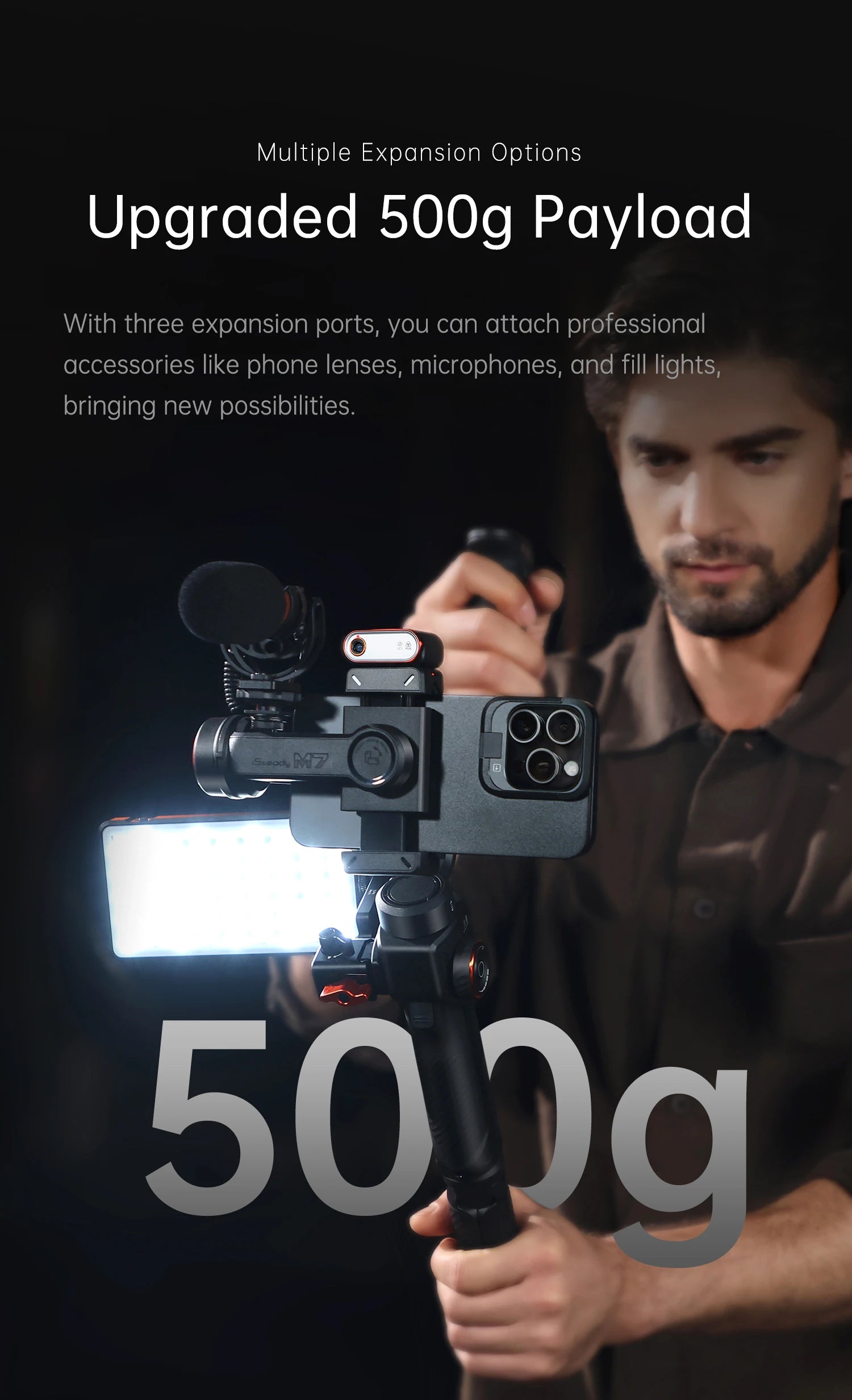 Hohem official-website isteady М7 Stabilizer Ai Face Tracking 3-Axis Phone Gimbal Built-in Selfie Stick iPhone16/Samsung Gimbal