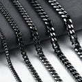 3mm Men's Cuban Chain Necklace Simple Stainless Steel Necklace Fashion Titanium Steel Jewelry Trend Accessories Gift