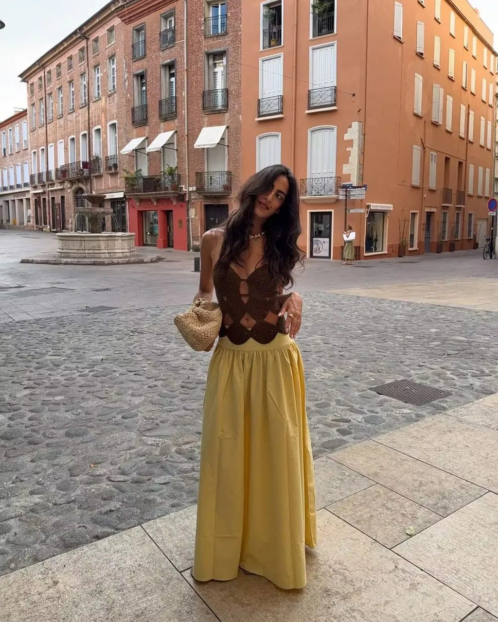 YENKYE 2025 Women Yellow White Cotton Big Swing Long Skirt Vintage High Waist Side Zipper A-line Summer Skirts Holiday
