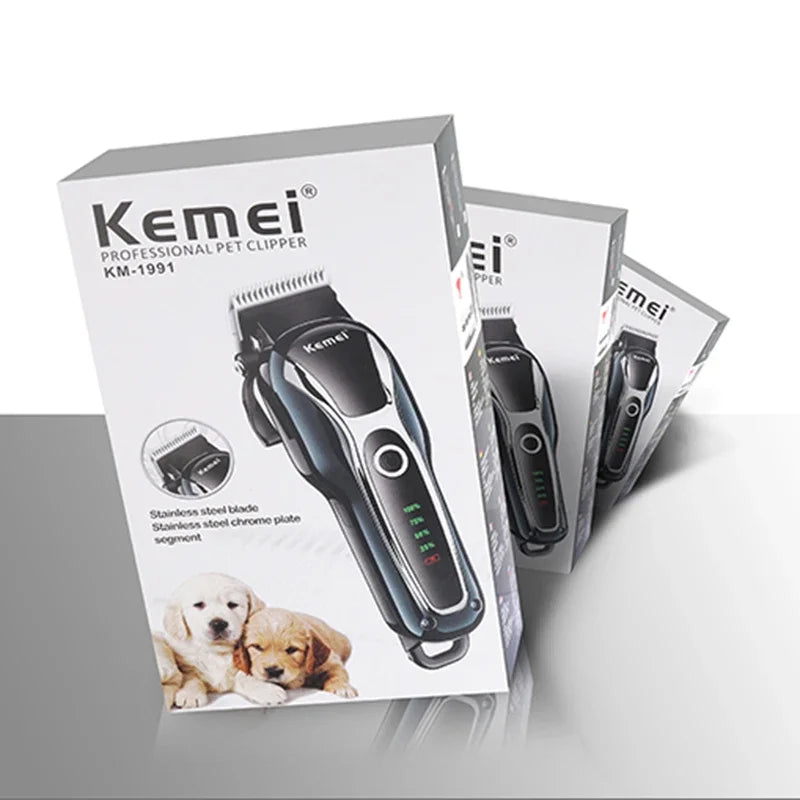 Kemei Rechargeable Professional Dog Hair Trimmer for Cat Cutter Grooming Machine Hair Remover Animal Hair Clipper for Pet