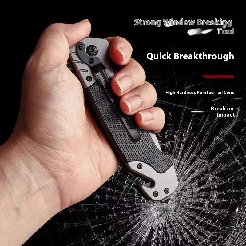 Stainless Steel Folding Utility Knife, Portable EDC Pocket Cutting Tool with Non-slip Handle for Camping, Hiking & Daily Tasks