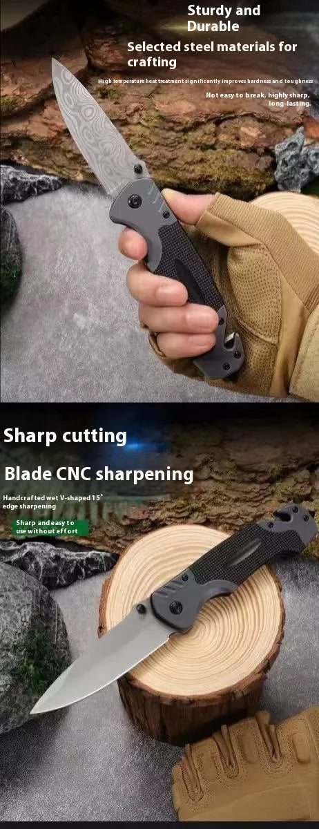 Stainless Steel Folding Utility Knife, Portable EDC Pocket Cutting Tool with Non-slip Handle for Camping, Hiking & Daily Tasks