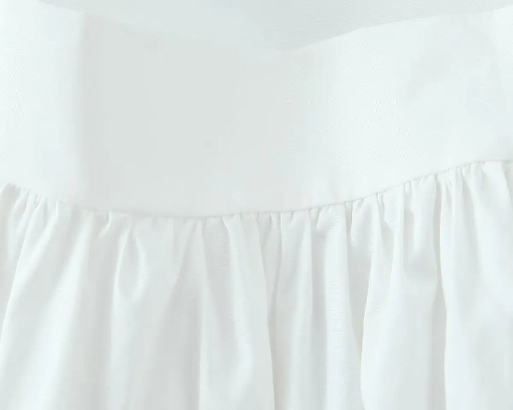 YENKYE 2025 Women Yellow White Cotton Big Swing Long Skirt Vintage High Waist Side Zipper A-line Summer Skirts Holiday
