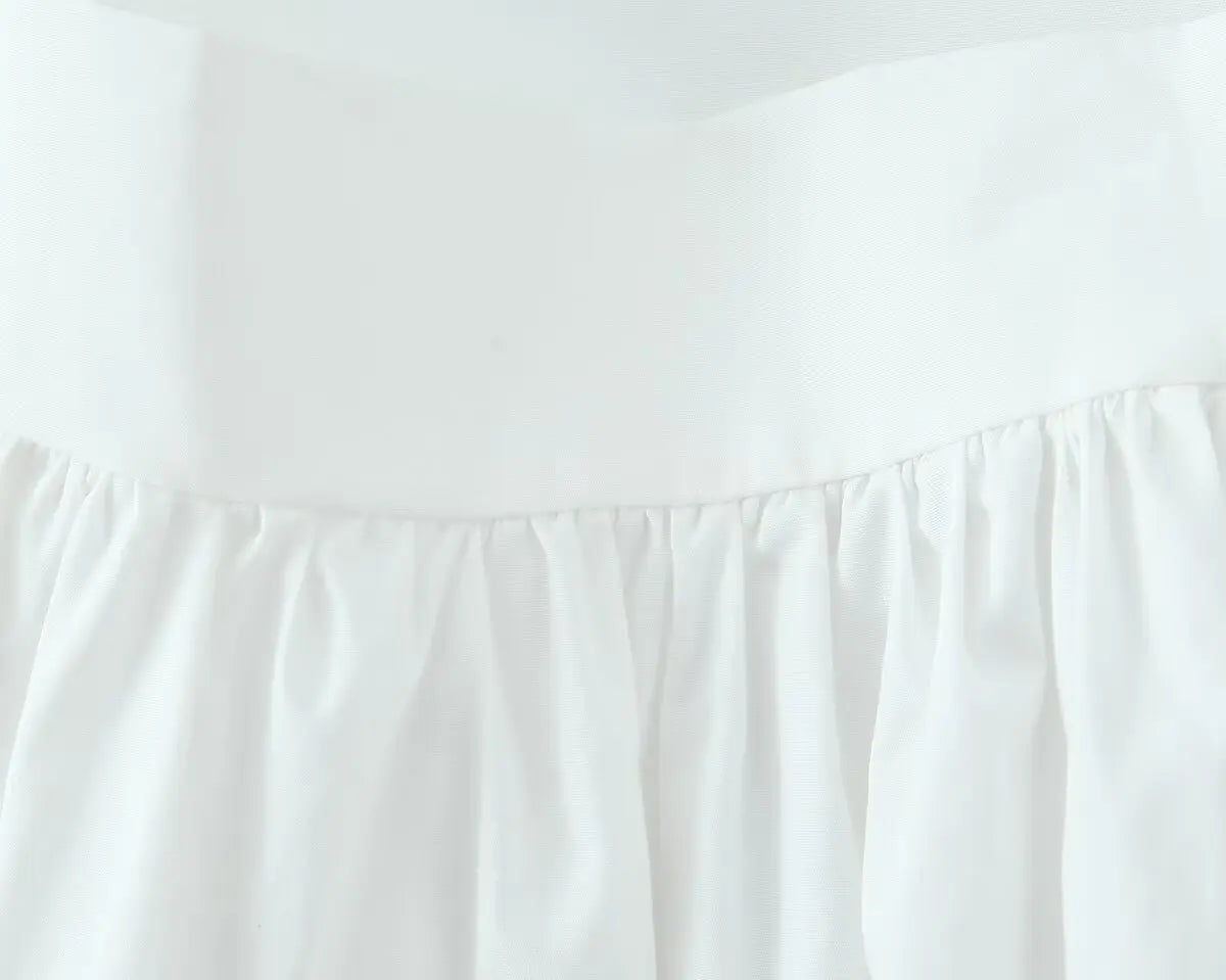 YENKYE 2025 Women Yellow White Cotton Big Swing Long Skirt Vintage High Waist Side Zipper A-line Summer Skirts Holiday