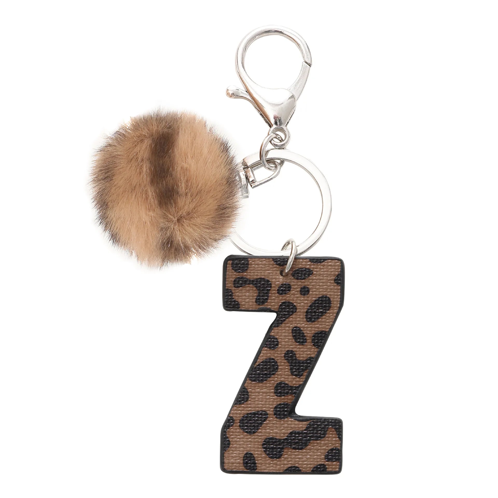 Fashion Leopard English Alphabet Artificial Leather Keychain Exquisite Letter Keyring Women Handbag Charms Accessories Gifts