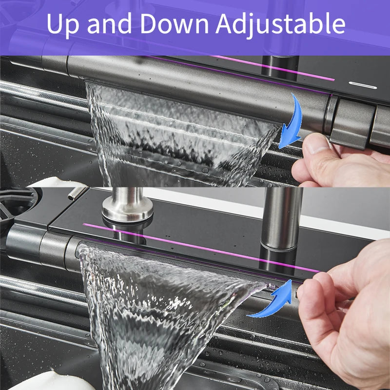 Shinesia Stainless Steel Kitchen Waterfall Sink Digital Display Large Single Sink Dish Basin Sink With Multifunction