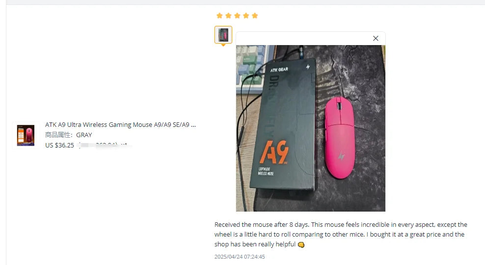Atk A9 Plus Wireless Gaming Mouse A9/A9 Se/A9 Plus/A9 Pro Tri Mode 8k 53g Lightweight E-Sports Gaming Mouse Pc  Accessory Instoc