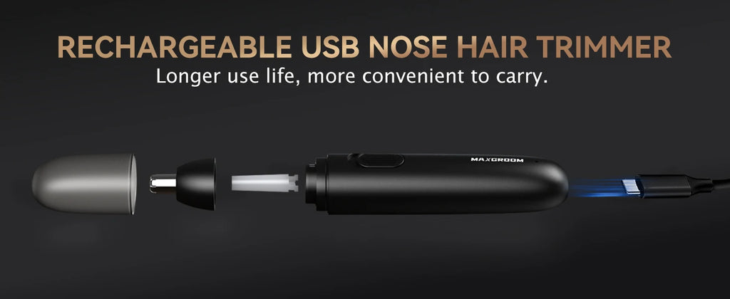 MAXGROOM Nose Hair Trimmer for Men Rechargeable 360 Rotating Dual-Blade Electric Shaver Eyebrows Nose Hair Trimmer Painless Safe