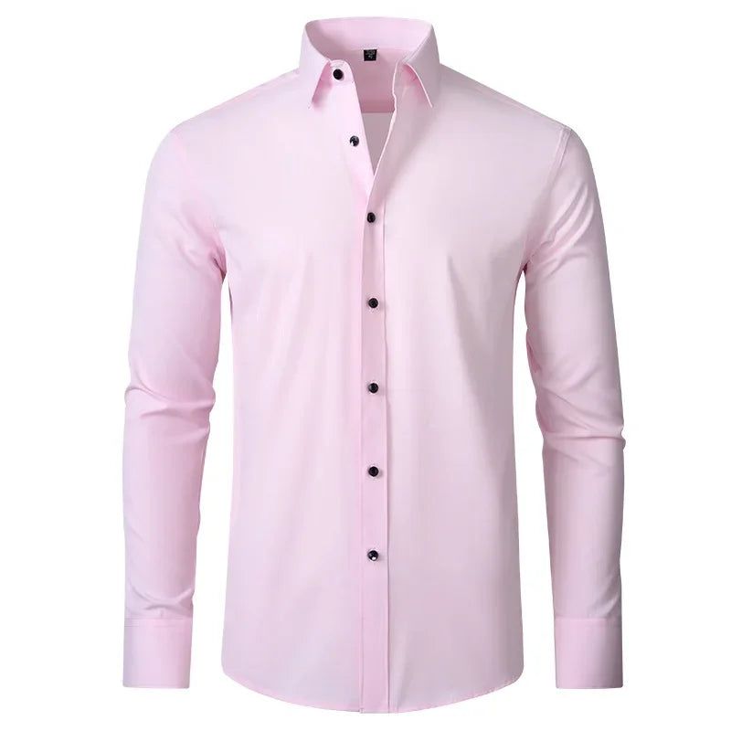 6xl summer black White Oversize men's long-sleeved Dress shirt  High quality elastic force non-iron  business casual