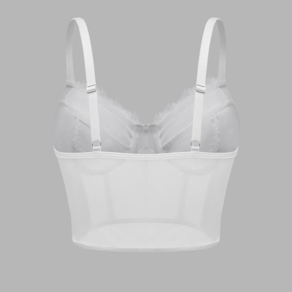 Women's Sexy Semi Transparent Bra Mesh Push Up Bralet Women's Tube Top Corset Bustier Vest Club Party Crop Top Elegant Lingerie