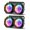 Fieryzeal 2PCS 200W COB LED Par Light 2x100W Cool&Warm White 2IN1 RGB Audience Light DMX Strobe Stage Light for DJ Disco Party