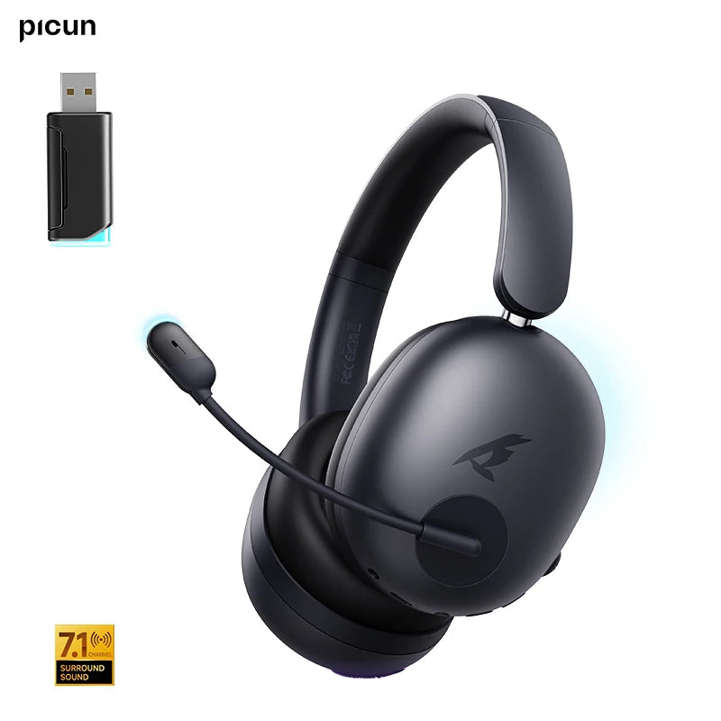 Picun UG-10A Gaming Wireless Headphone with Mic Over-Ear Headset 56dB Bluetooth 6.0 40mm Driver 2.4G/Wireless/Cable Earphones