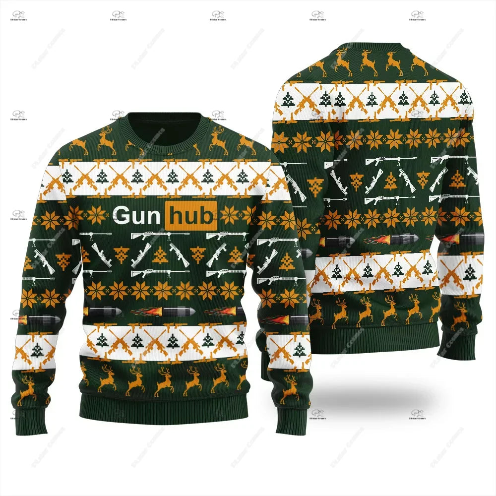 Christmas Santa Claus Pet Cat Knitted Ugly Sweater Graffiti Retro Vintage 3DPrint Pullover Harajuku Casual Funny Long Sleeves 43