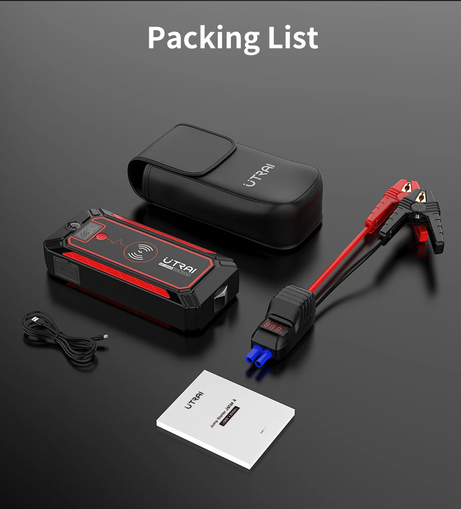 Car Jump Starter  2500A Power Bank Car Battery with 10W Wireless Charger LCD Screen Safety Hammer Jump starter
