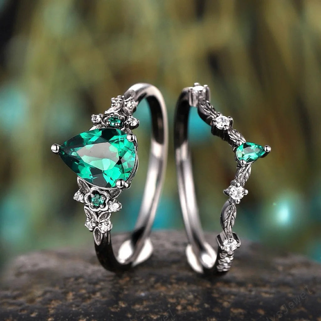 Luxury Gun Black Cubic Zircon Ring Creative Vine Ring Classic Wedding New Dazzling Ladies Accessories Jewelry