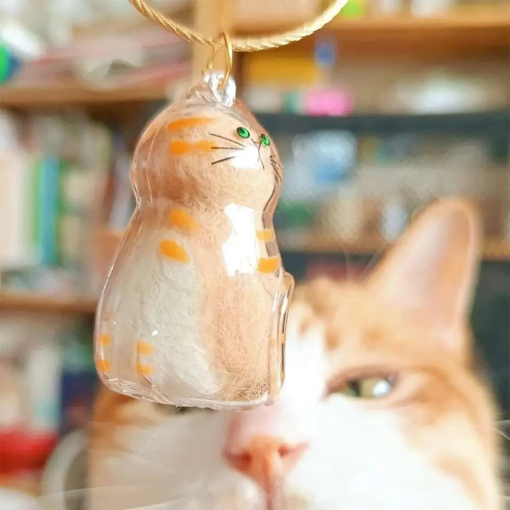 Pet Hair Memorial Resin Storage Capsule Creative Cat/Dog Hair Pendant Unique Keychain Novel Trendy Souvenir Car Decorate Gift