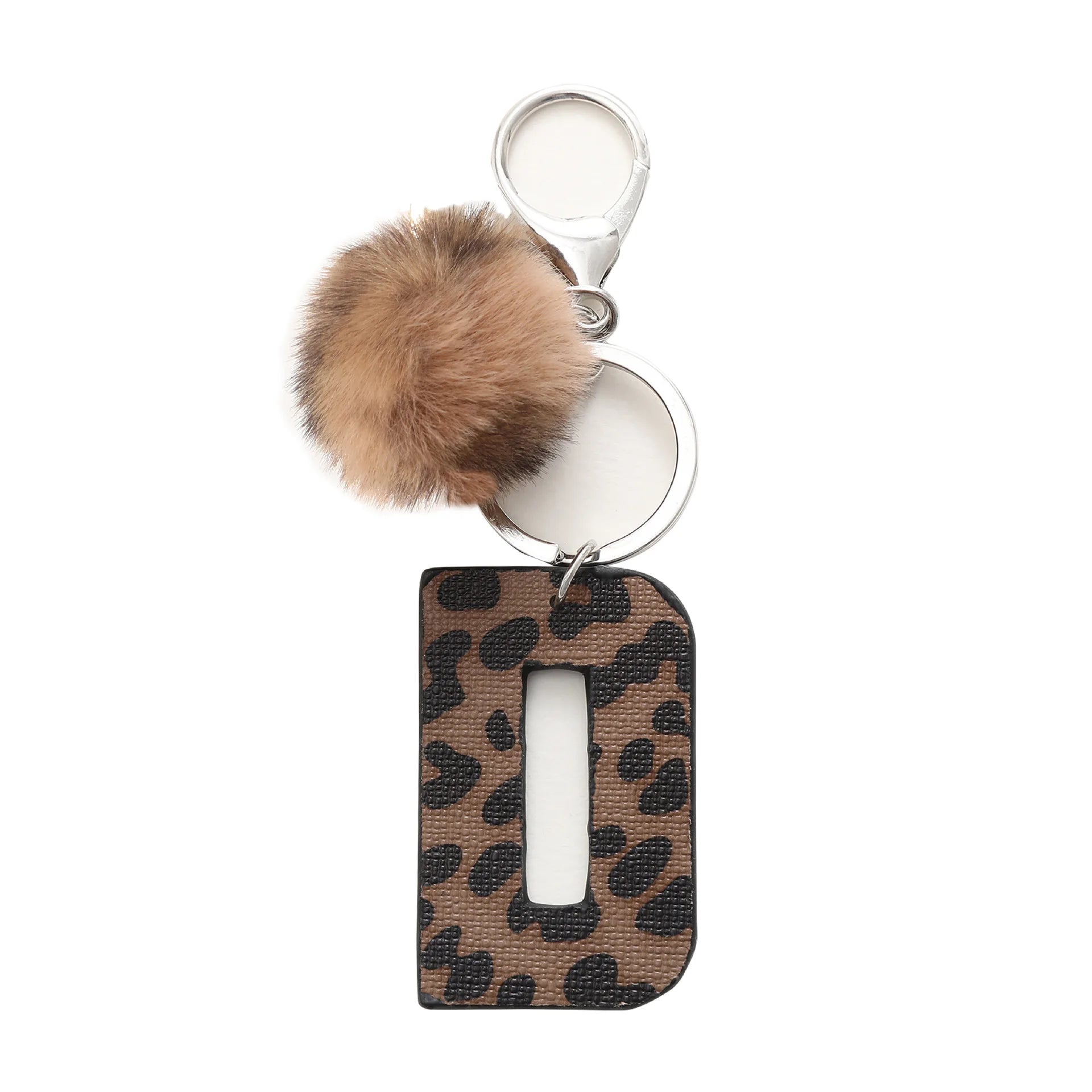 Fashion Leopard English Alphabet Artificial Leather Keychain Exquisite Letter Keyring Women Handbag Charms Accessories Gifts