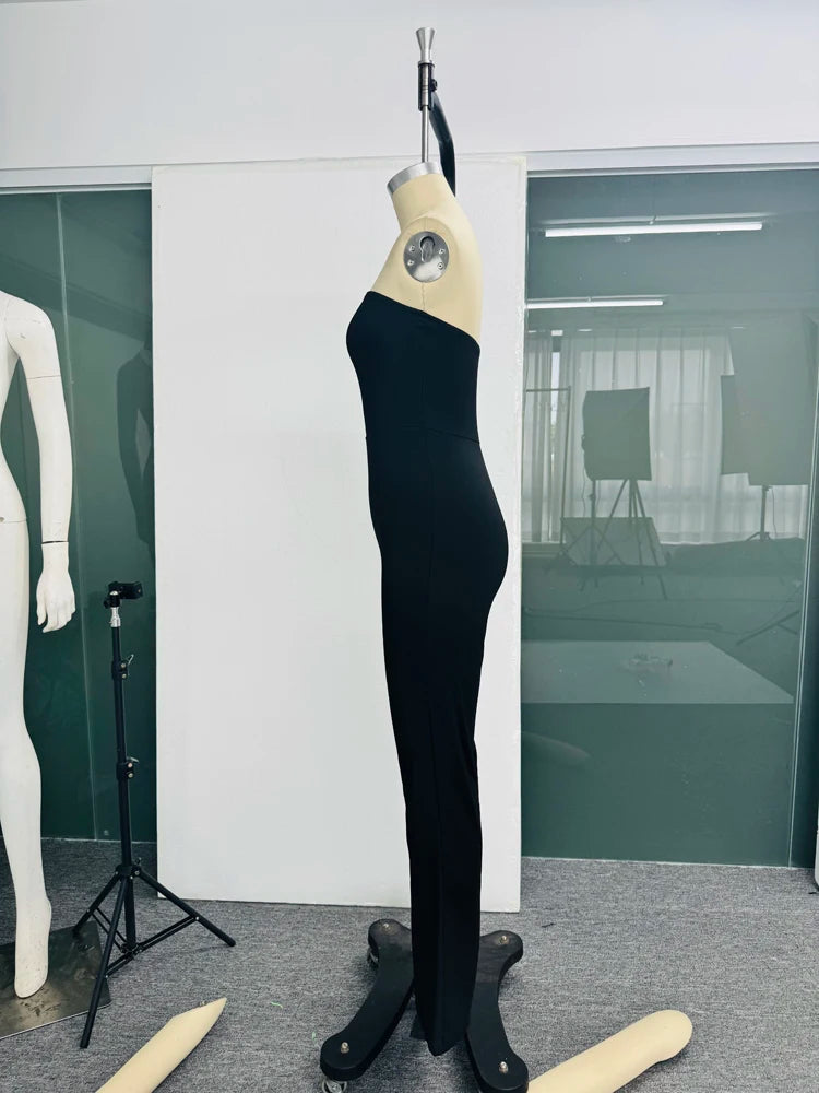Women's Corseted Jumpsuit Simple solid colour Slim models Hip lifting design Fashion Single Piece Flared Pants