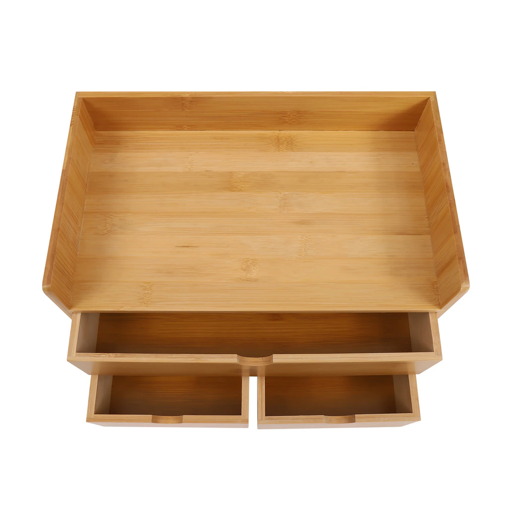 Bamboo Desk Organizer, with 3 Drawers, Tabletop Cosmetic Storage Desk Organizer, Simple Design, Home Office NEW