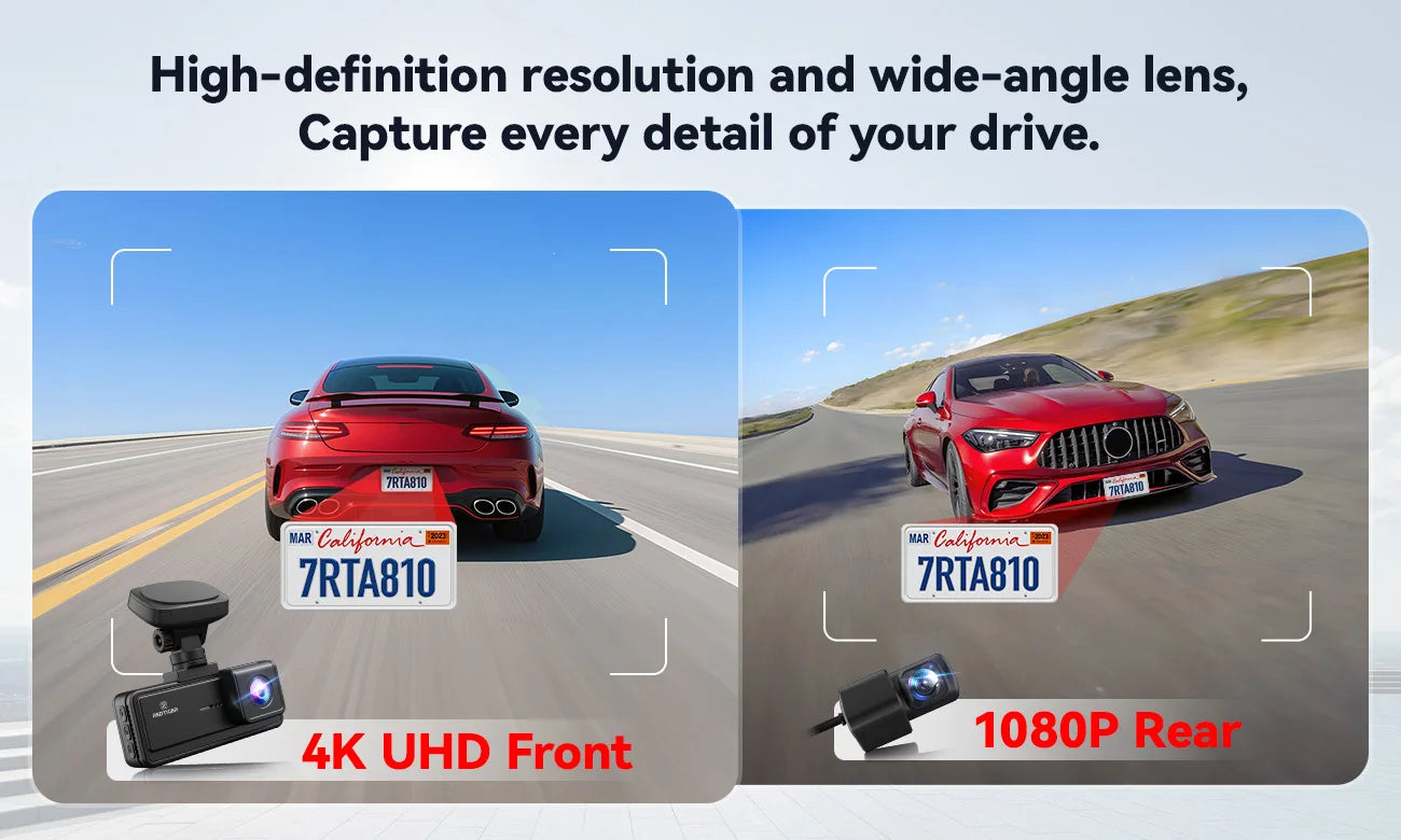 REDTIGER A8 4K+1080P ADAS Dash Cam 3.18" IPS Touch Screen Front And Rear Car Camera Built-in WiFi And GPS Car DVR Night Vision