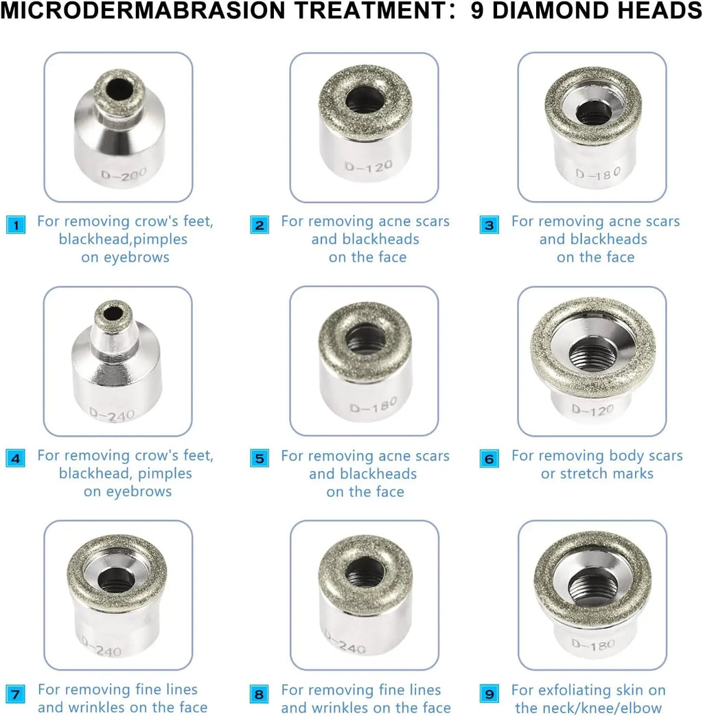 Portable Diamond Microdermabrasion Machine Facial Skin Care Blackhead Removal Beauty Device with Diamond Dermabrasion Tips