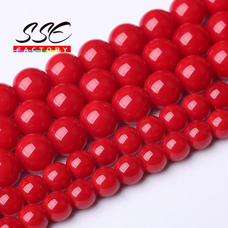 Wholesale Red Coral Stone Beads For Jewelry Making Round Loose Spacer Beads Diy Bracelets Necklace Accessories 4 6 8 10 12mm 15"