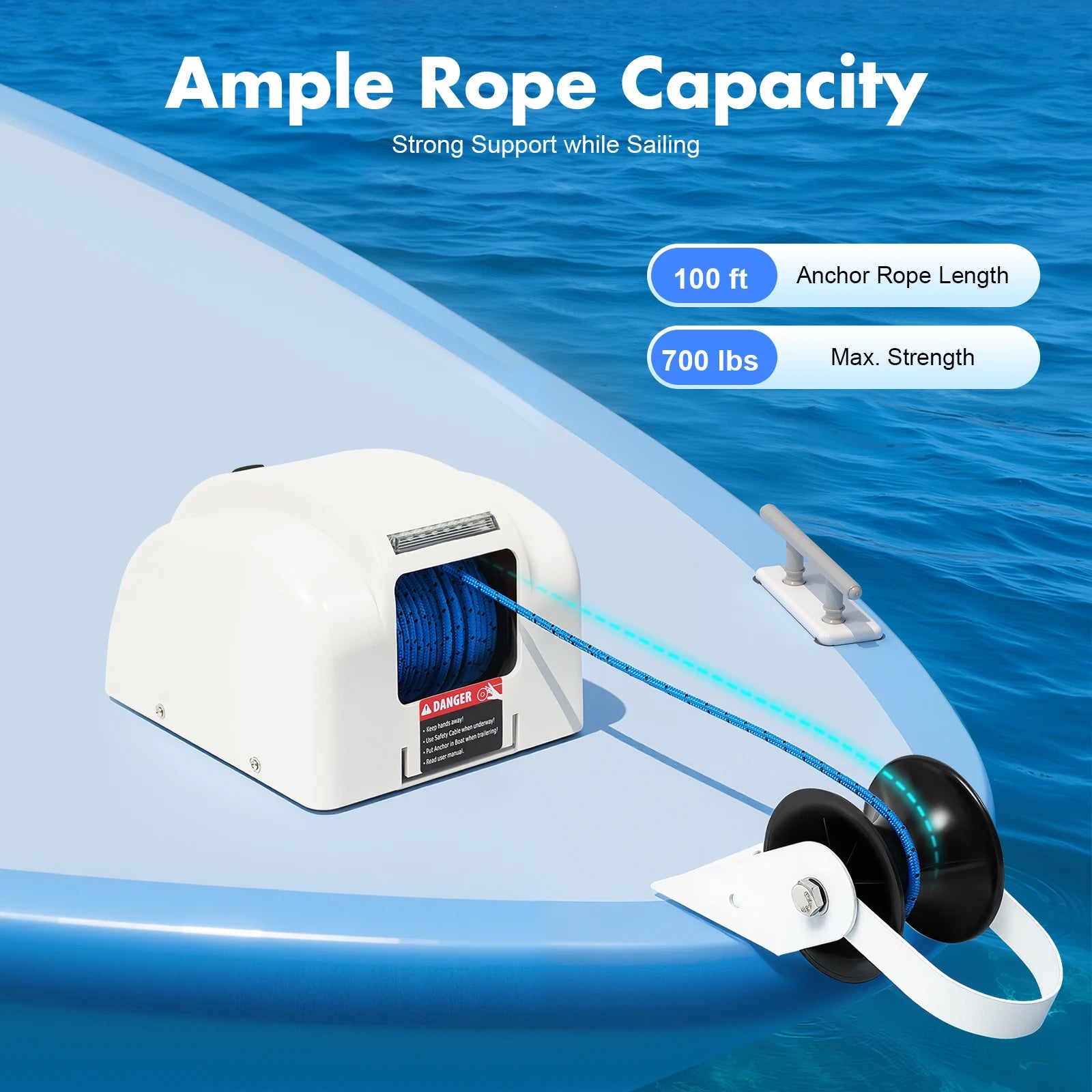 Electric Boat Anchor Winch Saltwater Pontoon Anchor Winch For Small Boats With Wireless Remote Control Kit 45 Lbs