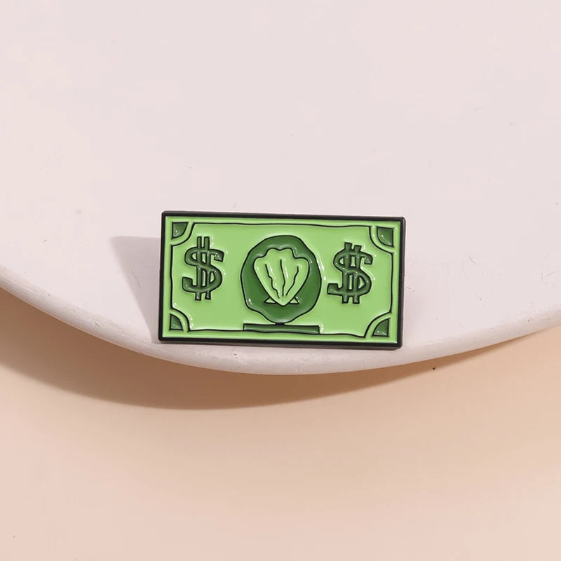 Funny Comedy Anime Dollar Money Credit Card Enamel Pins Cartoon Anime Inspiration Metal Brooches Decorative Lapel Badges Jewelry