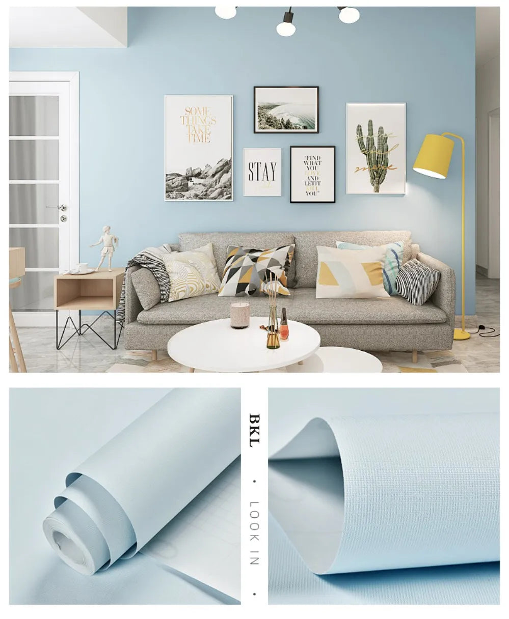 Solid Color Self-Adhesive Macaron Wallpapers Furnitures Cabinet Renovation Sticker Bedroom Vinyl Film DIY Living Room Home Decor