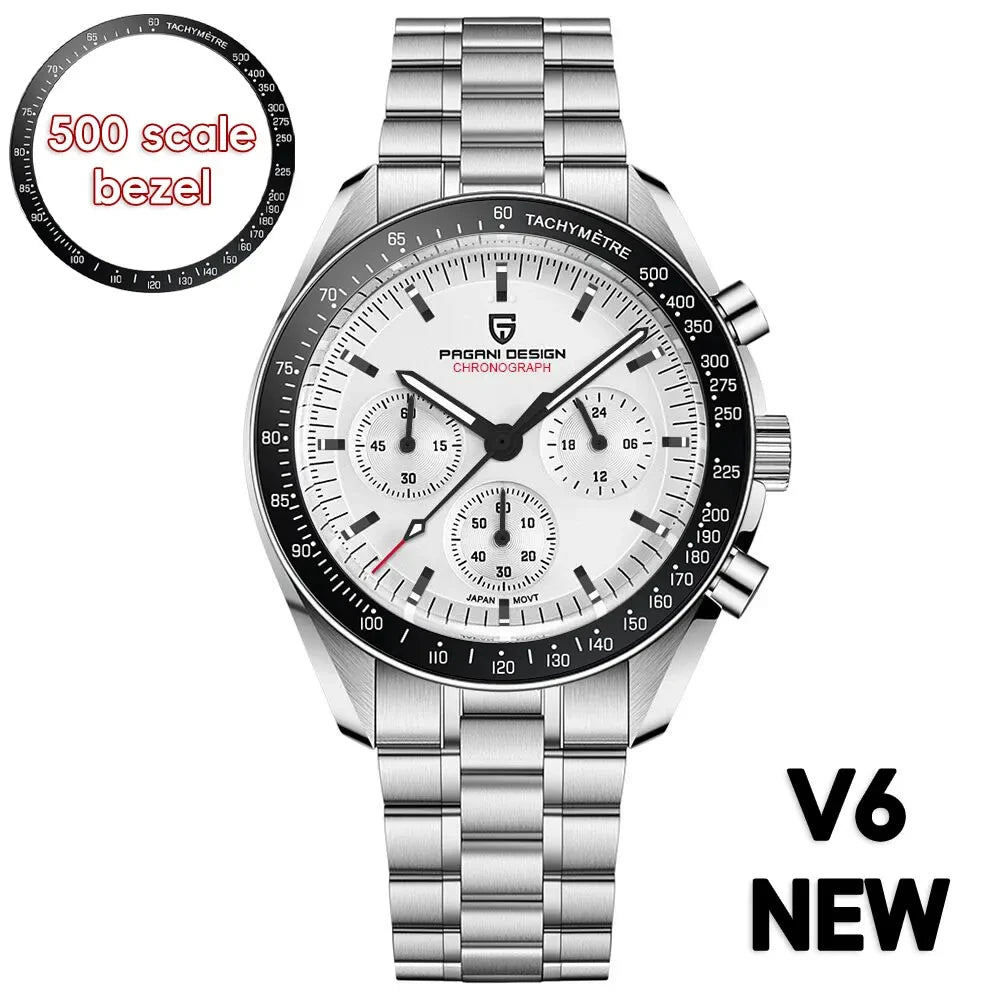 PAGANI DESIGN 2026 New Saturn Watch Luxury Quartz Watches For Men Stainless steel Luminous AR Sapphire crystal Chronograph Man