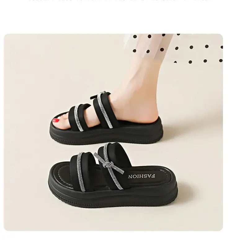 Ladies Summer Casual Flat Sandals Anti Slip Stable Sole Elegant Simple Design Daily Walking Student Footwear