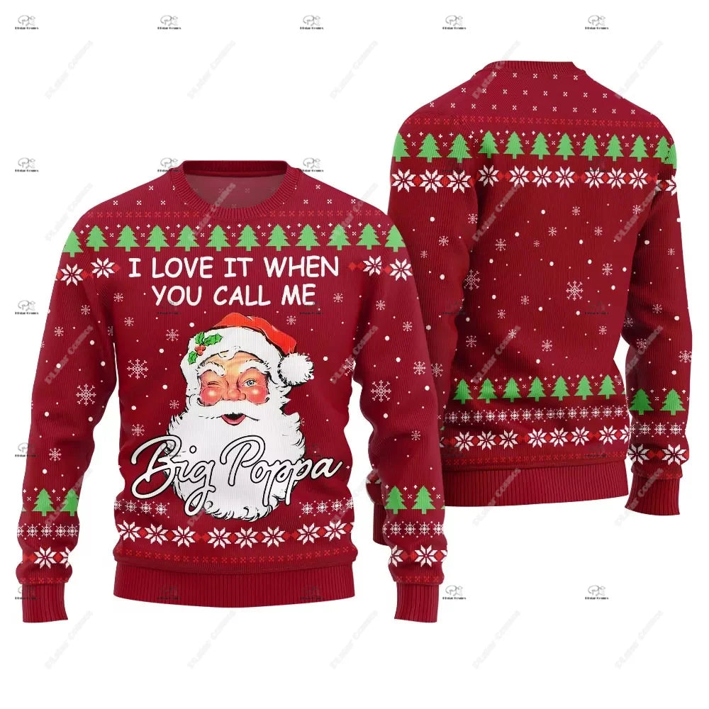 Christmas Santa Claus Pet Cat Knitted Ugly Sweater Graffiti Retro Vintage 3DPrint Pullover Harajuku Casual Funny Long Sleeves 43
