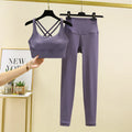 TRY TO BN Tummy Control Gym Set 2 Piece High Waisted Leggings Cross Bra Squat Proof Fitness Breathable Yoga Outfits Workout Set
