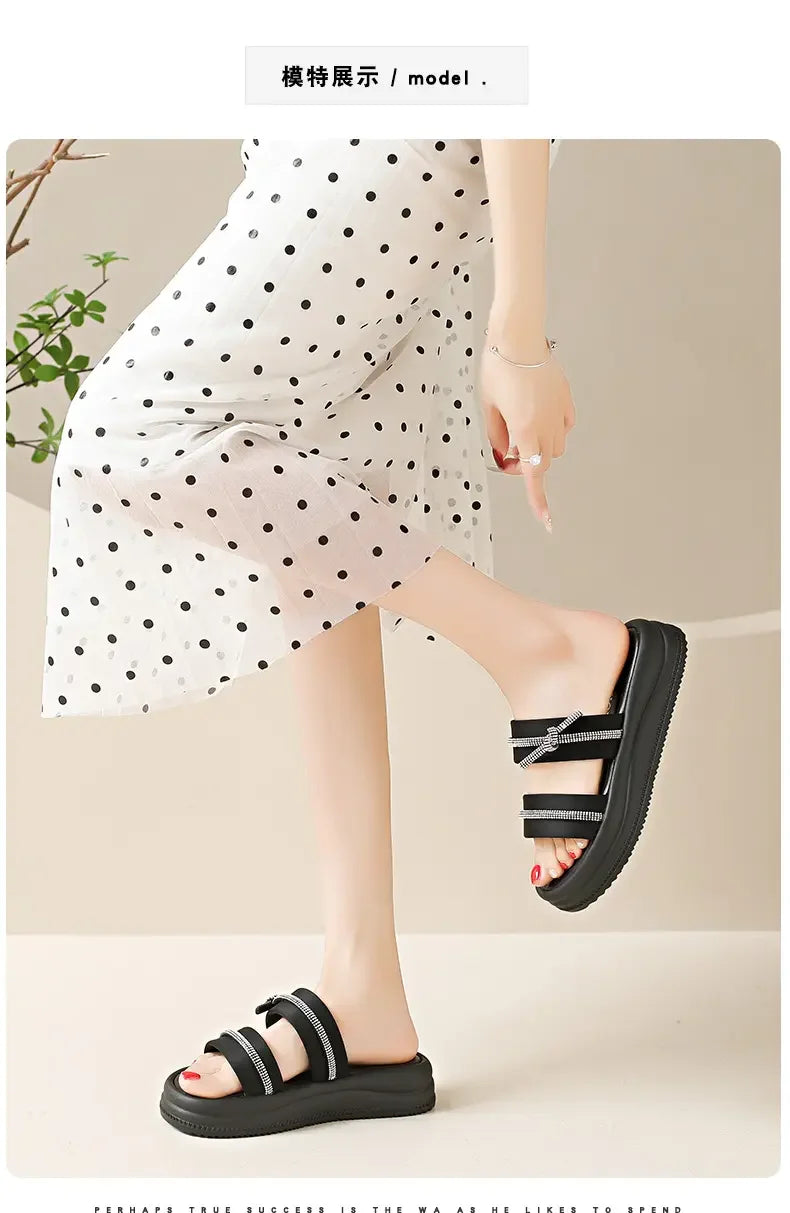 Ladies Summer Casual Flat Sandals Anti Slip Stable Sole Elegant Simple Design Daily Walking Student Footwear