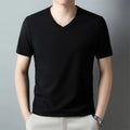 2024 Men's Waffle V Neck Short Sleeve T-Shirt Summer Comfortable Breathable Fashion Top in Solid Colors