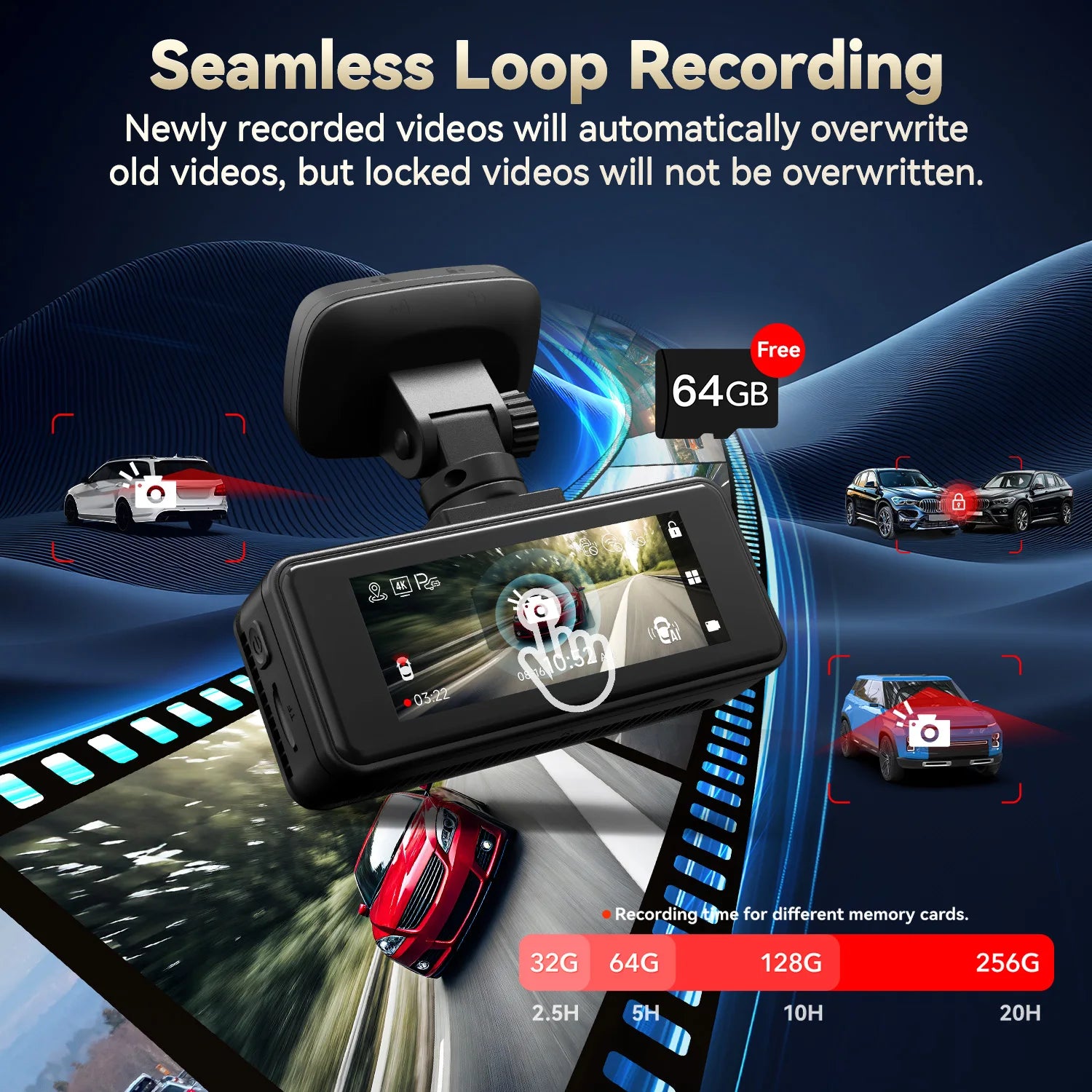 REDTIGER A8 4K+1080P ADAS Dash Cam 3.18" IPS Touch Screen Front And Rear Car Camera Built-in WiFi And GPS Car DVR Night Vision