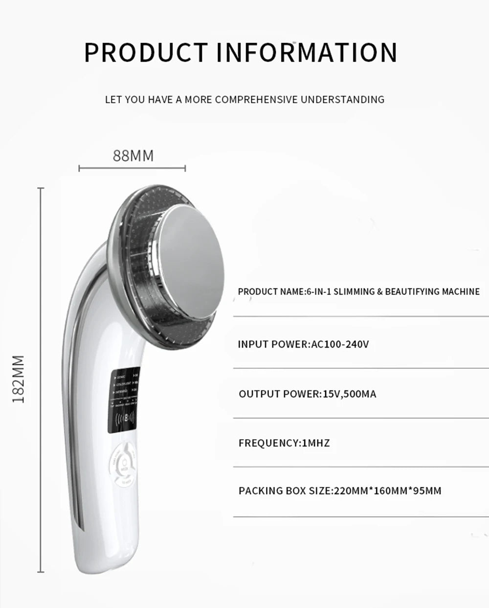 6 in1 EMS Ultrasound Cavitation Galvanic Ultrasound Body Massager Face Lifting Machine Infrared Therapy Facial Skin Care Tools