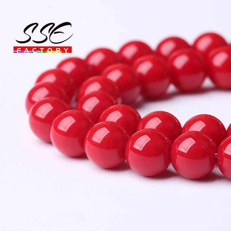 Wholesale Red Coral Stone Beads For Jewelry Making Round Loose Spacer Beads Diy Bracelets Necklace Accessories 4 6 8 10 12mm 15"