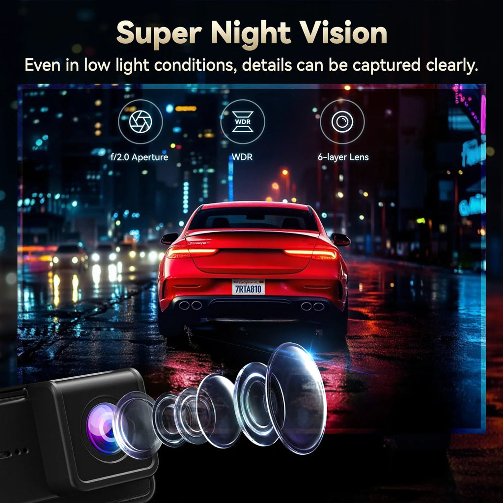 REDTIGER A8 4K+1080P ADAS Dash Cam 3.18" IPS Touch Screen Front And Rear Car Camera Built-in WiFi And GPS Car DVR Night Vision