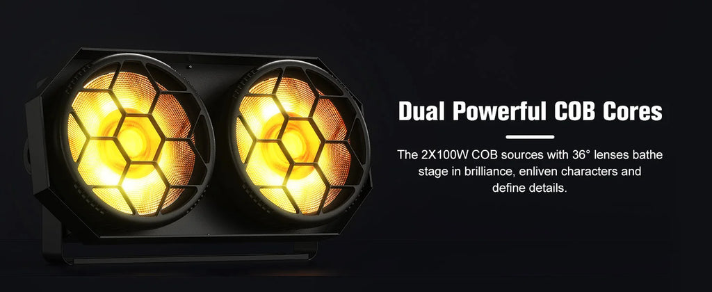 Fieryzeal 2PCS 200W COB LED Par Light 2x100W Cool&Warm White 2IN1 RGB Audience Light DMX Strobe Stage Light for DJ Disco Party