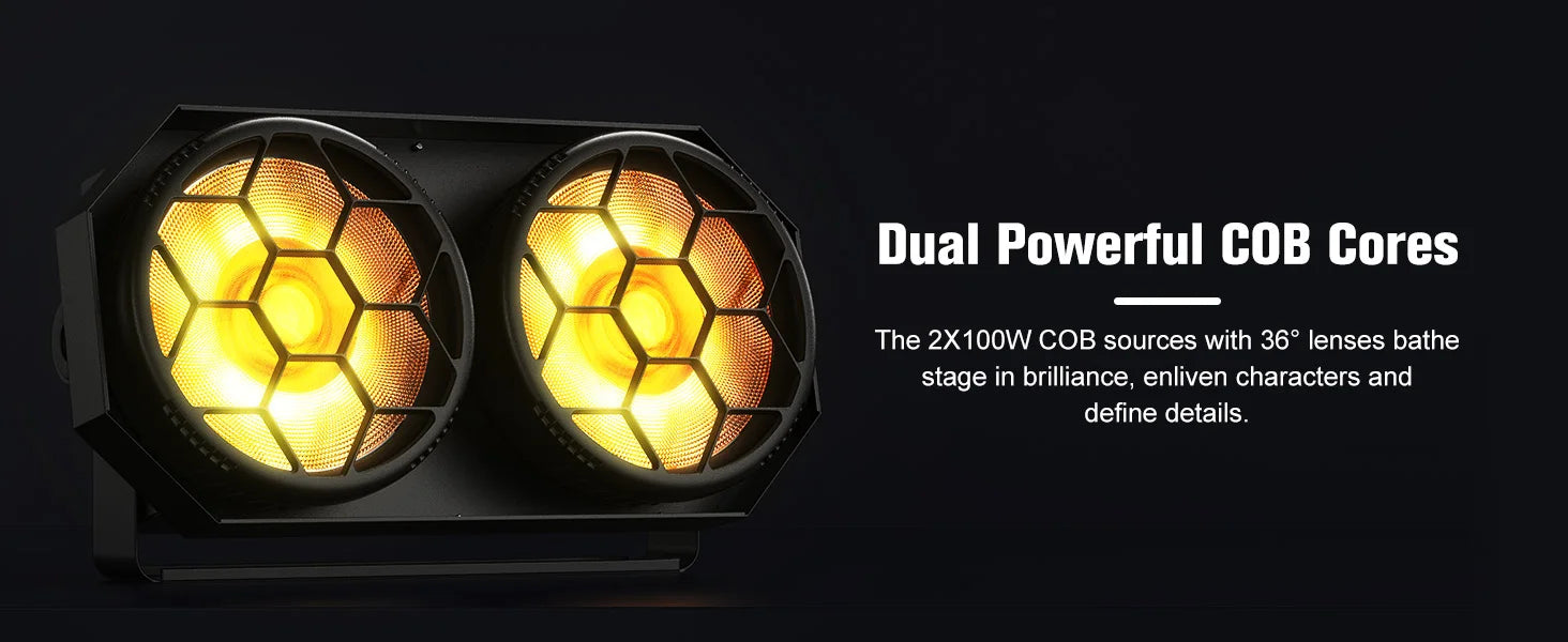 Fieryzeal 2PCS 200W COB LED Par Light 2x100W Cool&Warm White 2IN1 RGB Audience Light DMX Strobe Stage Light for DJ Disco Party