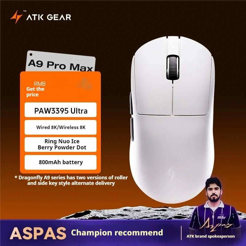 Atk A9 Plus Wireless Gaming Mouse A9/A9 Se/A9 Plus/A9 Pro Tri Mode 8k 53g Lightweight E-Sports Gaming Mouse Pc  Accessory Instoc
