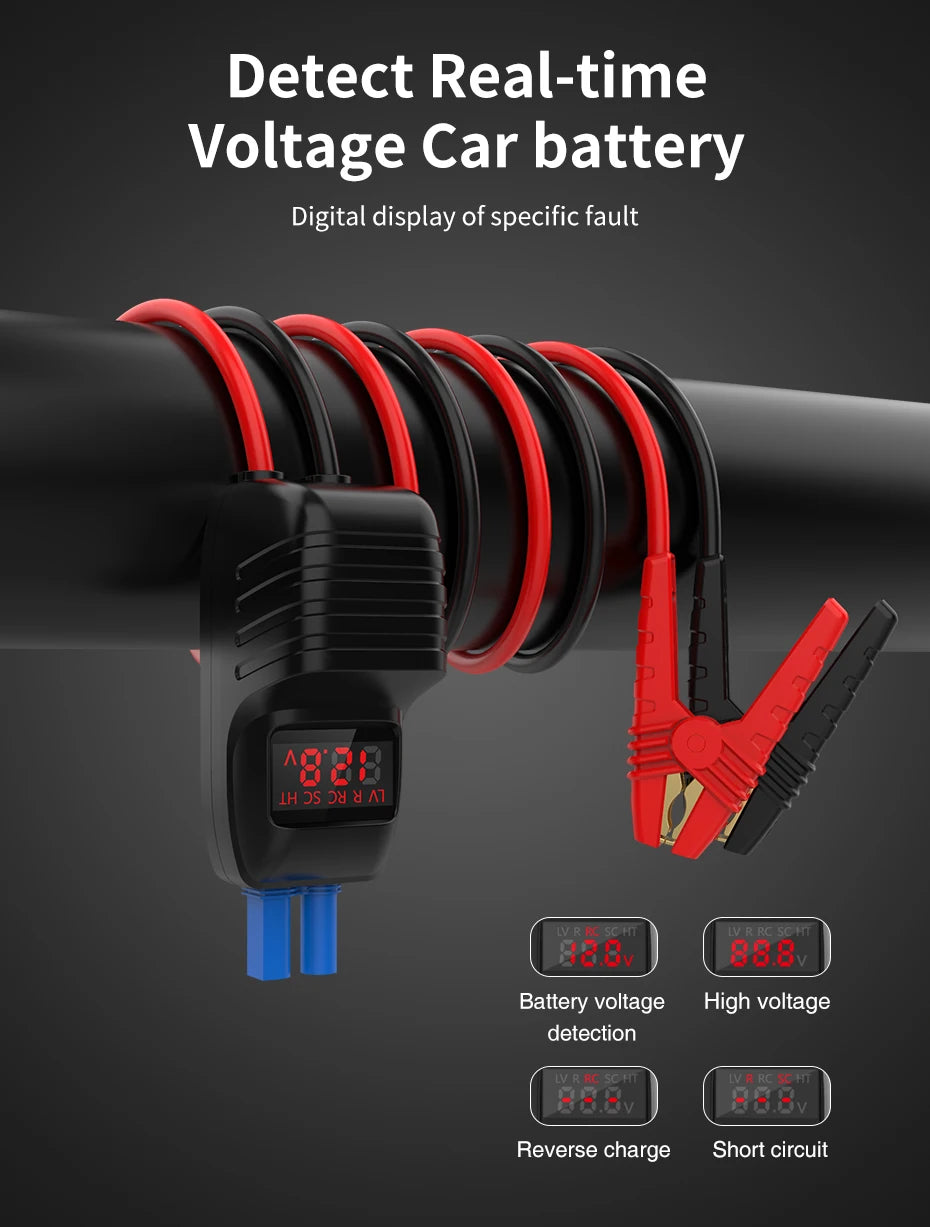 Car Jump Starter  2500A Power Bank Car Battery with 10W Wireless Charger LCD Screen Safety Hammer Jump starter