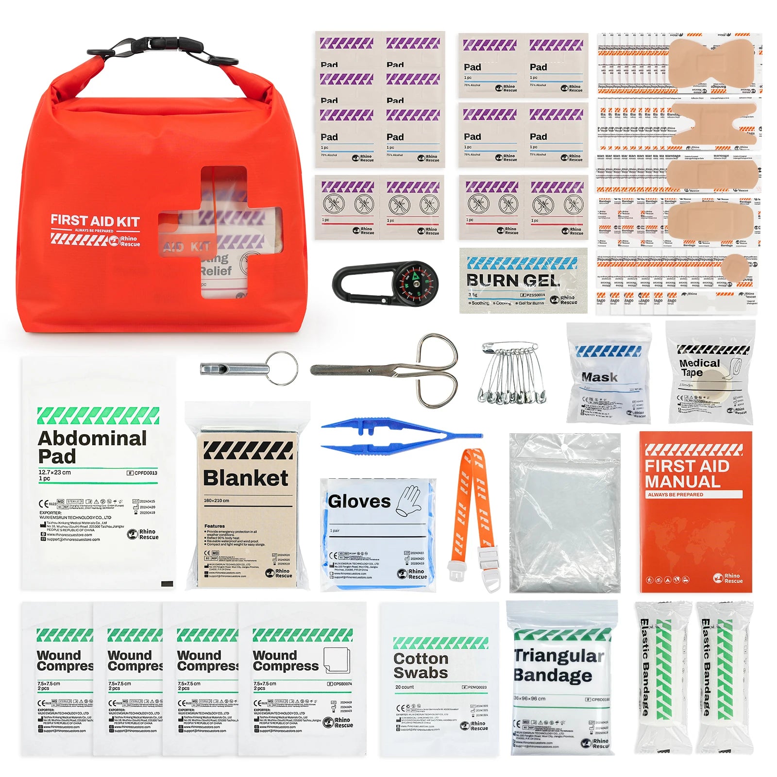 RHINO RESCUE Waterproof First Aid Kit, Lightweight Boat Dry Bag, Emergency Survival Supplies for Outdoor Kayak Floating Swimming