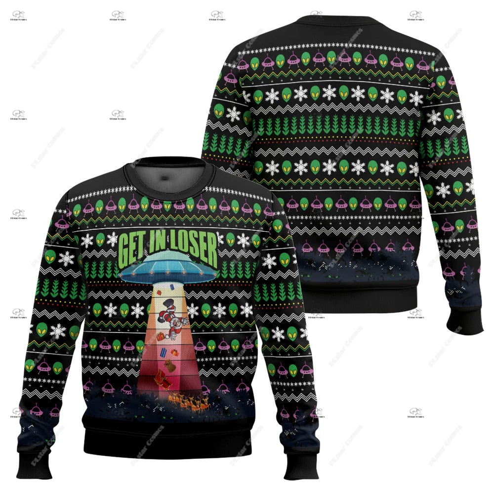 Christmas Santa Claus Pet Cat Knitted Ugly Sweater Graffiti Retro Vintage 3DPrint Pullover Harajuku Casual Funny Long Sleeves 43